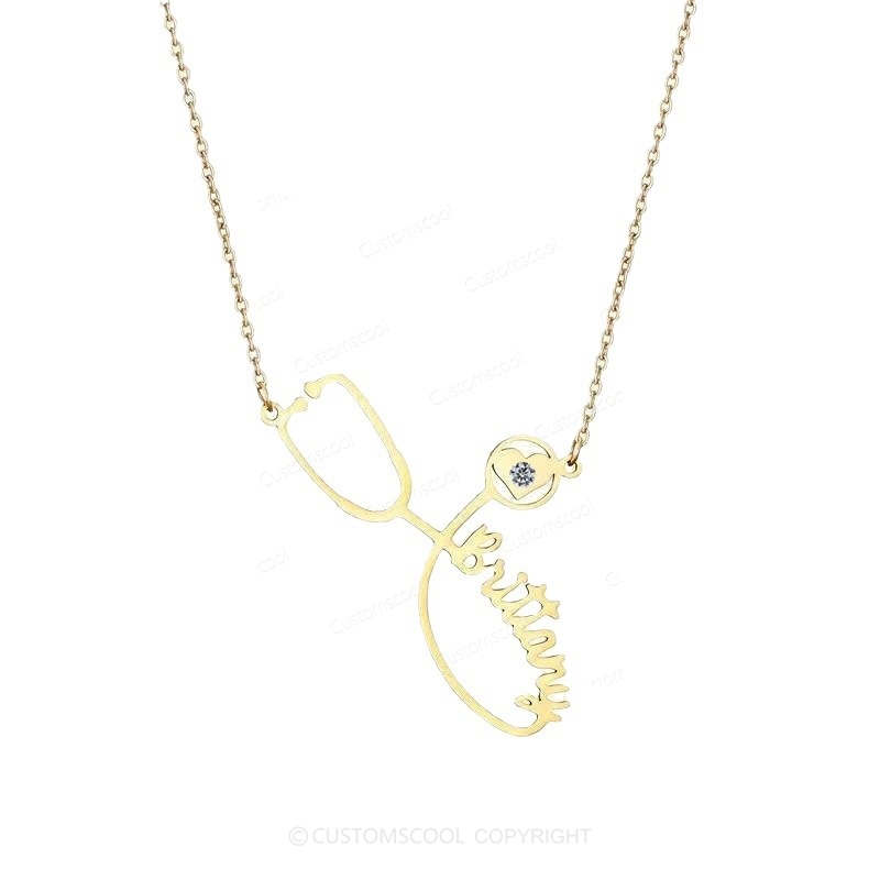 Customizable stethoscope name necklace Customscool