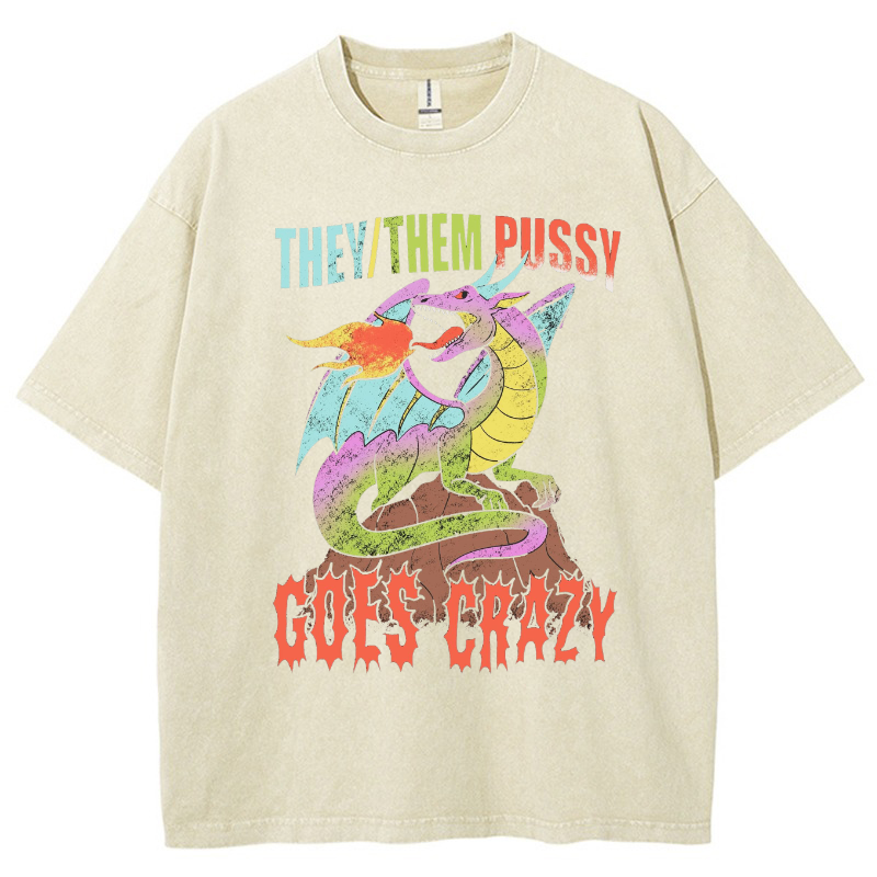 Them Pussy Goes Crazy Vintage Snowflake Washed T-Shirt