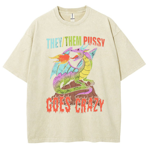 Them Pussy Goes Crazy Vintage Snowflake Washed T-Shirt