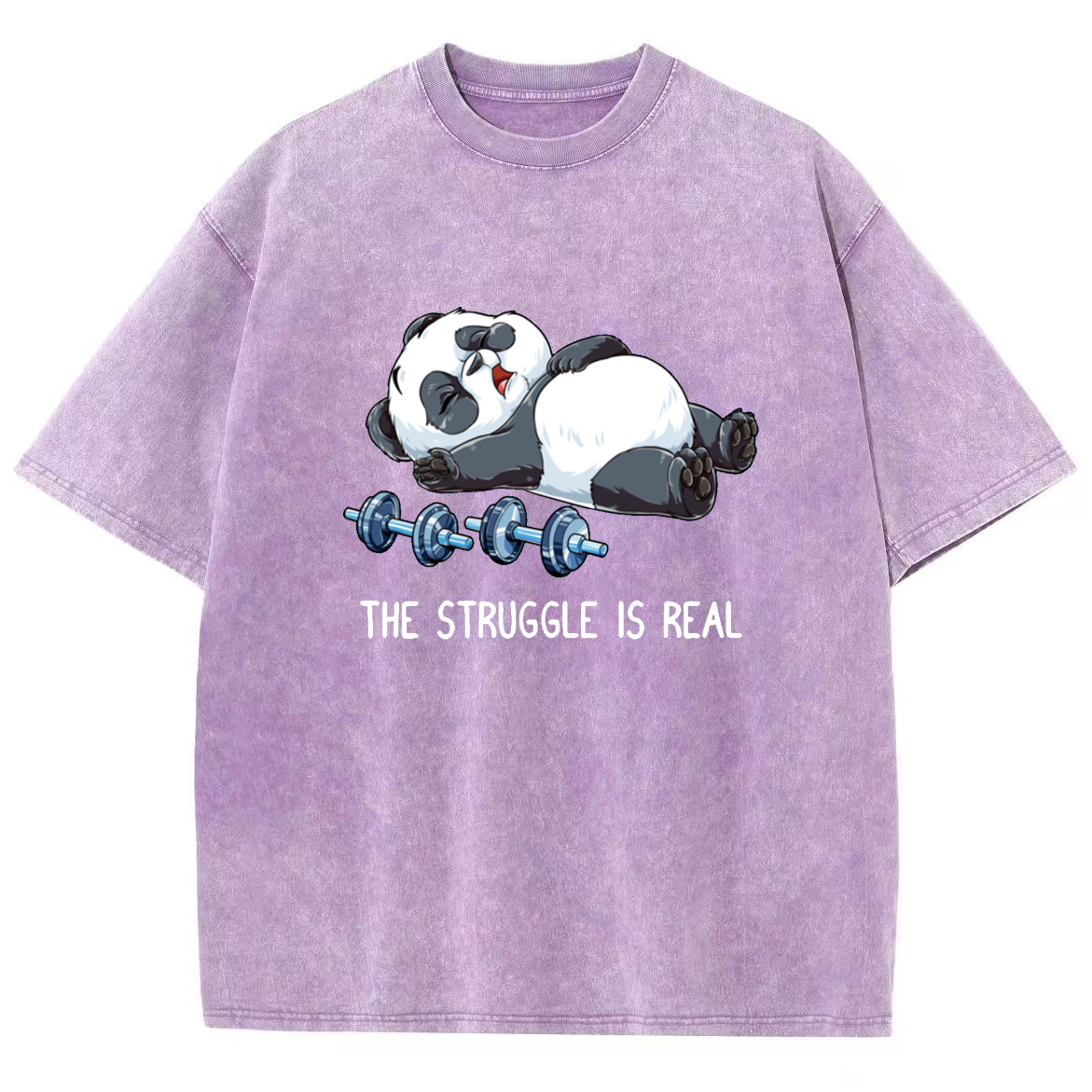 Panda Gym Weightlifting Fitness Washed T-shirt