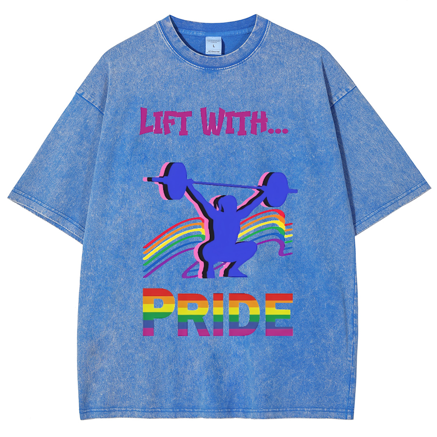 Lift with...Unisex Fit Washed Oversized T-Shirt