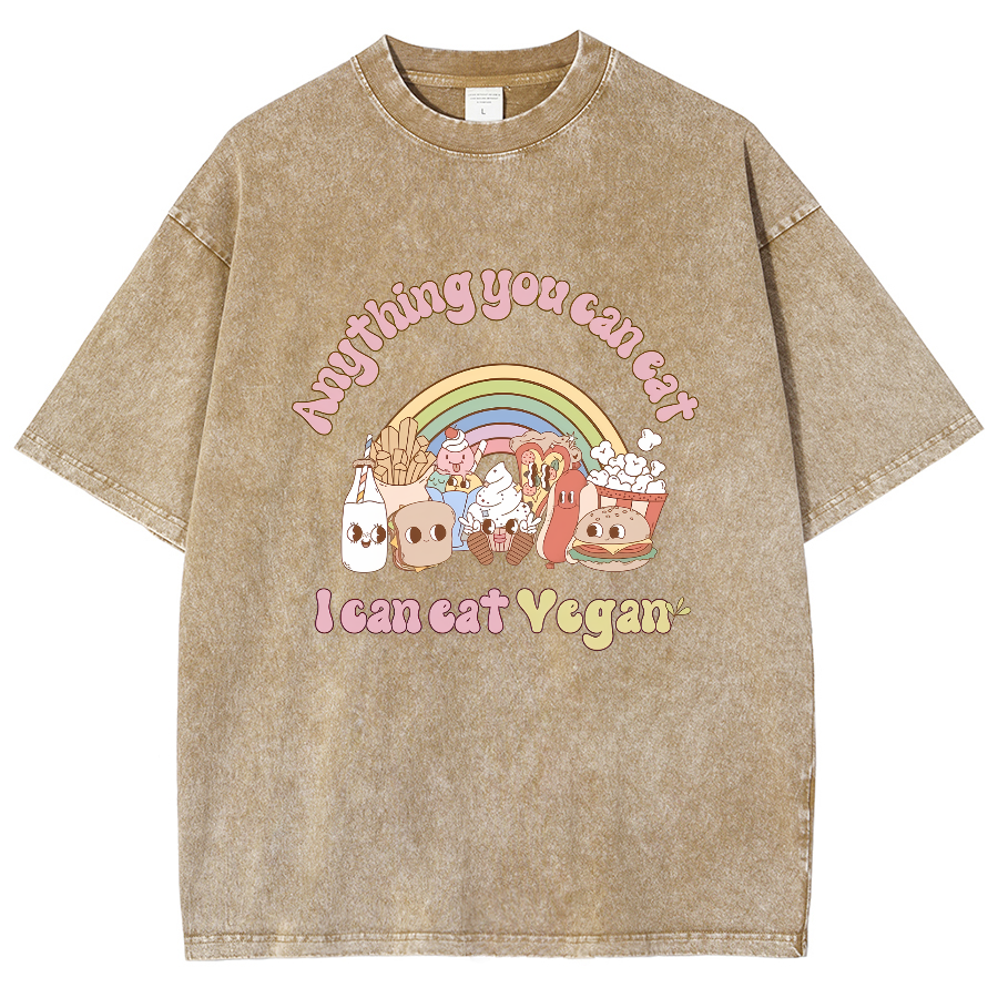I Can Eat Yegan Unisex Fit Washed T-Shirt