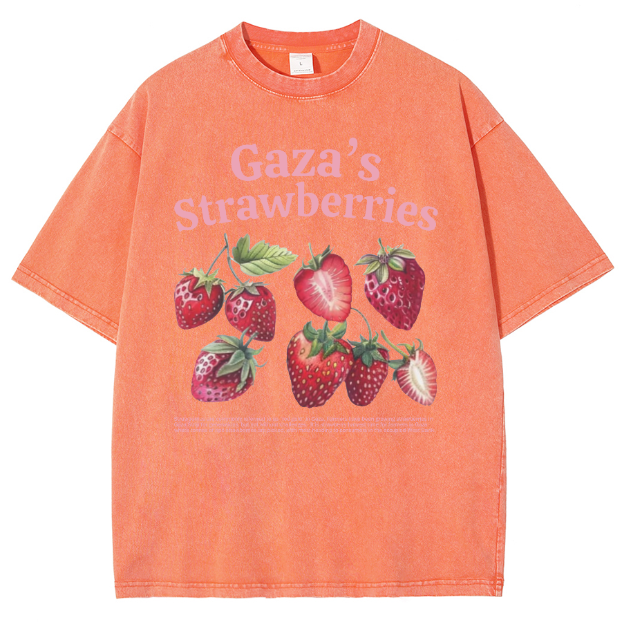 Gaza's Strawberries Fruits Unisex Fit Washed Oversized T-Shirt
