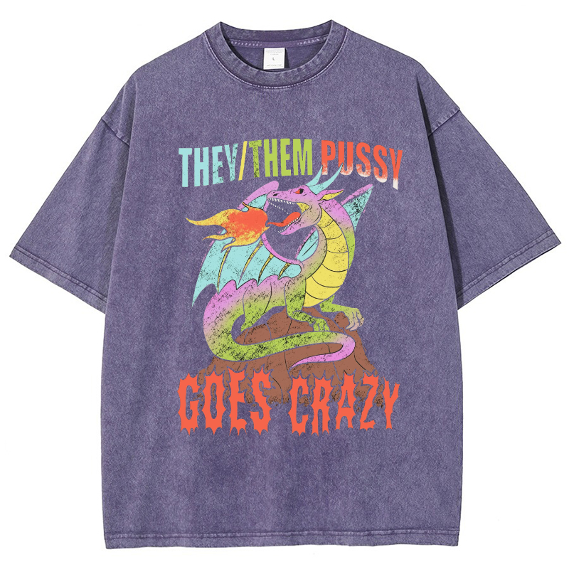 Them Pussy Goes Crazy Vintage Snowflake Washed T-Shirt