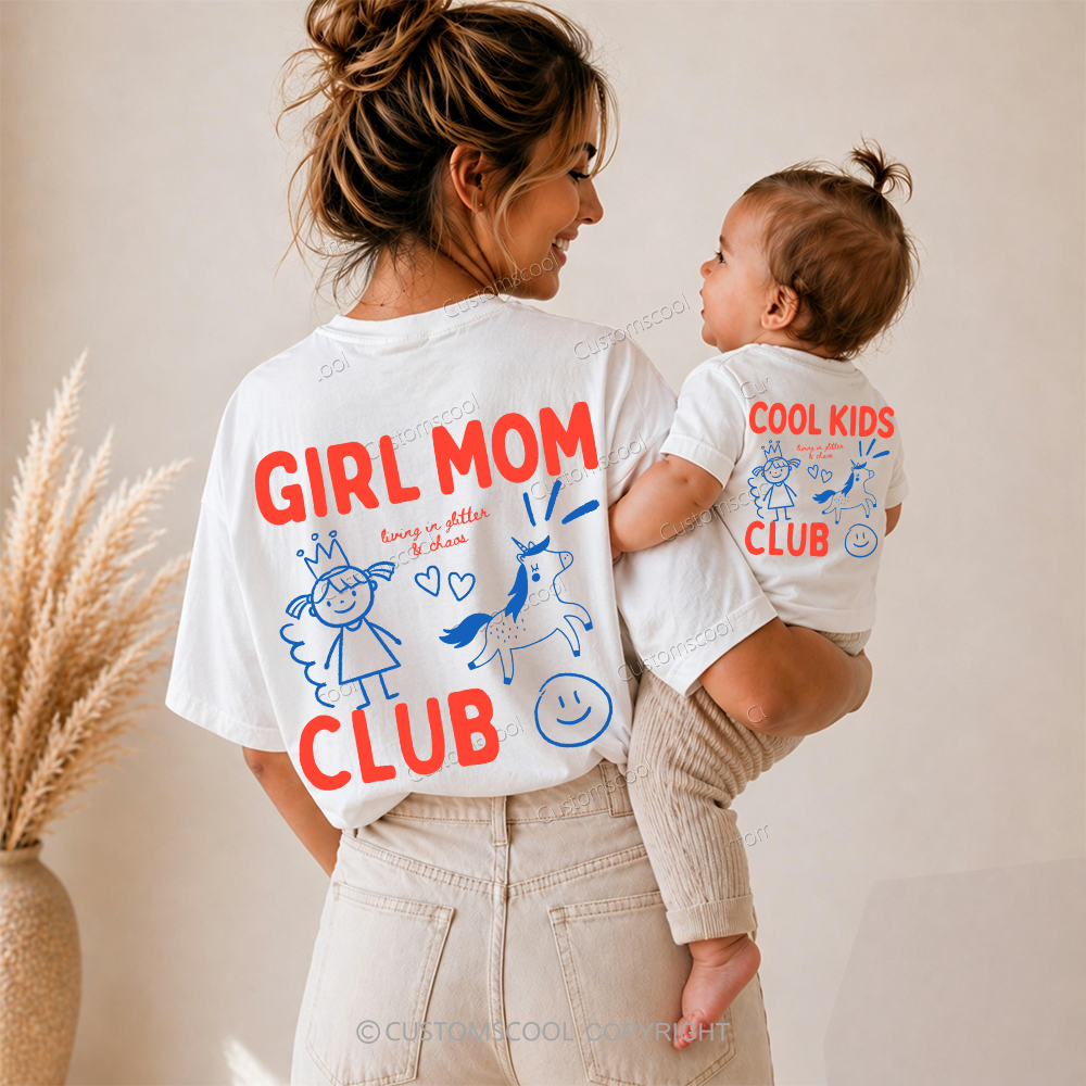Girl Moms Club Cool Kids Club Family Tees