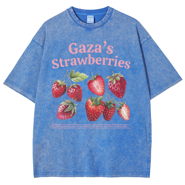 Gaza's Strawberries Fruits Unisex Fit Washed Oversized T-Shirt
