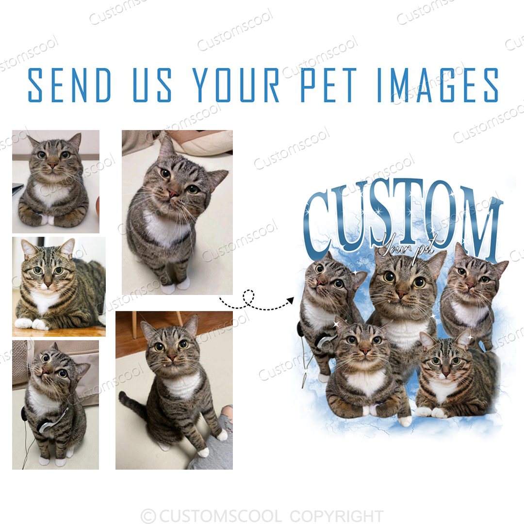 Custom Pet Photo Comfort Unisex Fit Washed T-Shirt Customscool