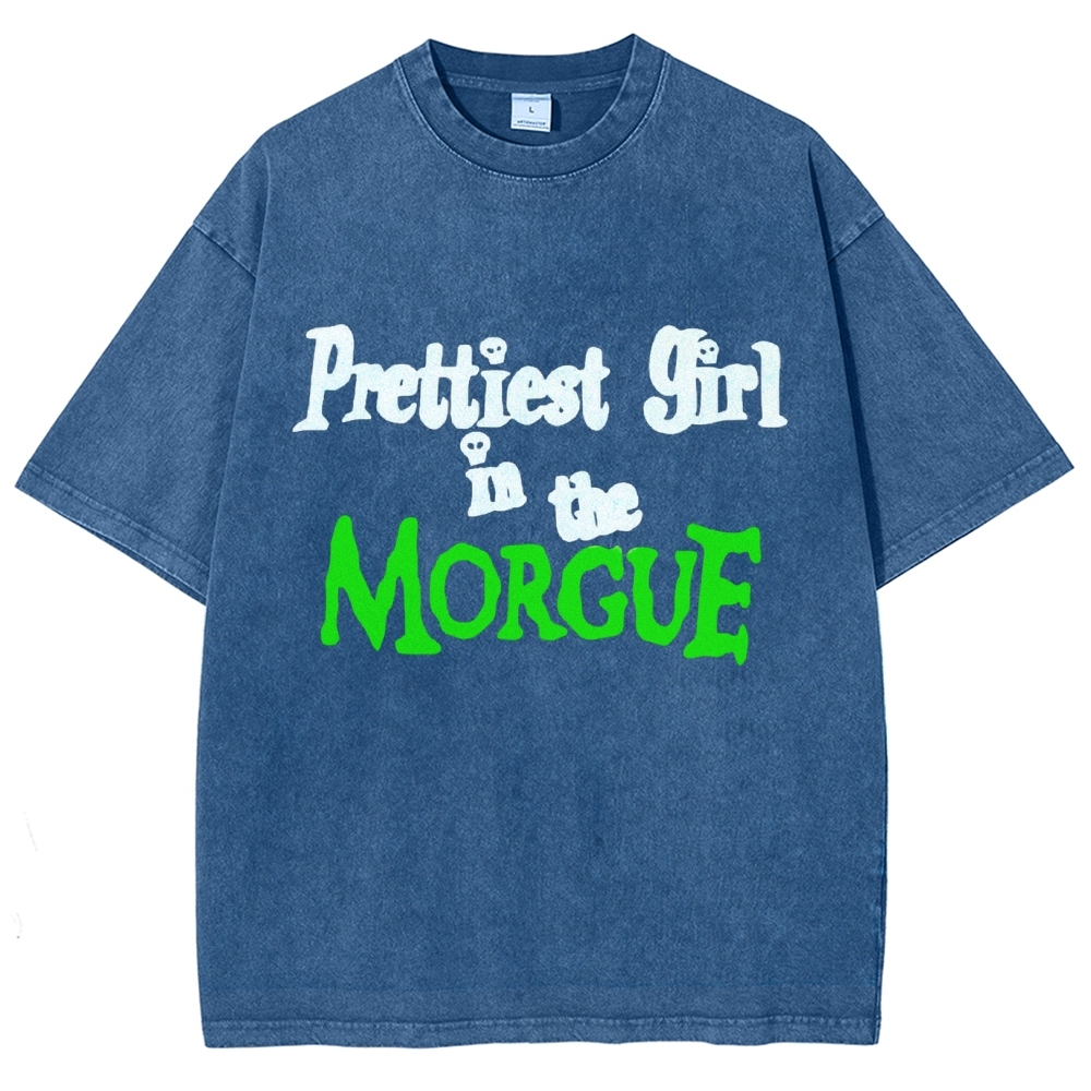 Prettiest Girl in The Morguf Vintage Snowflake Washed T-Shirt