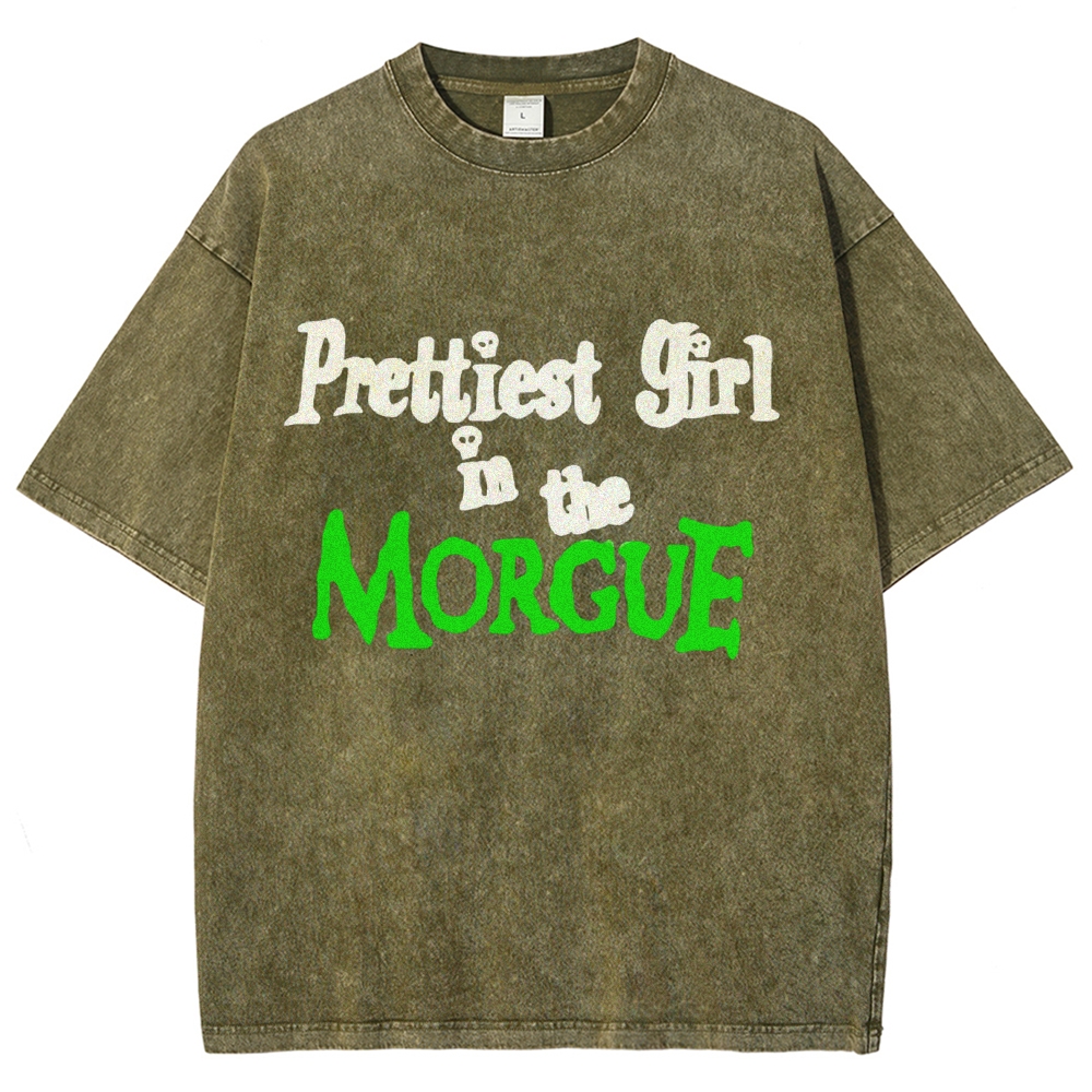 Prettiest Girl in The Morguf Vintage Snowflake Washed T-Shirt