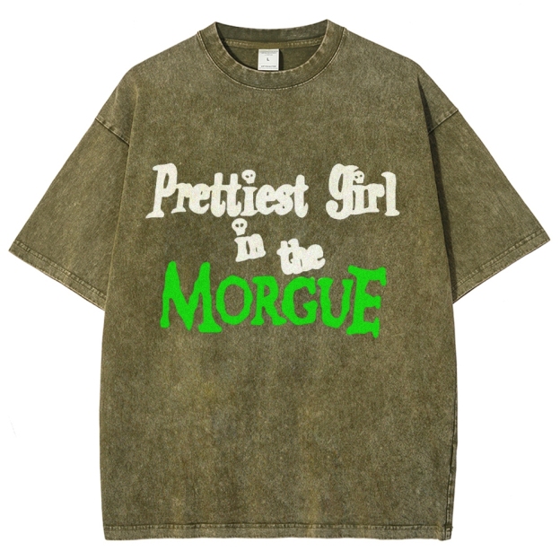 Prettiest Girl in The Morguf Vintage Snowflake Washed T-Shirt