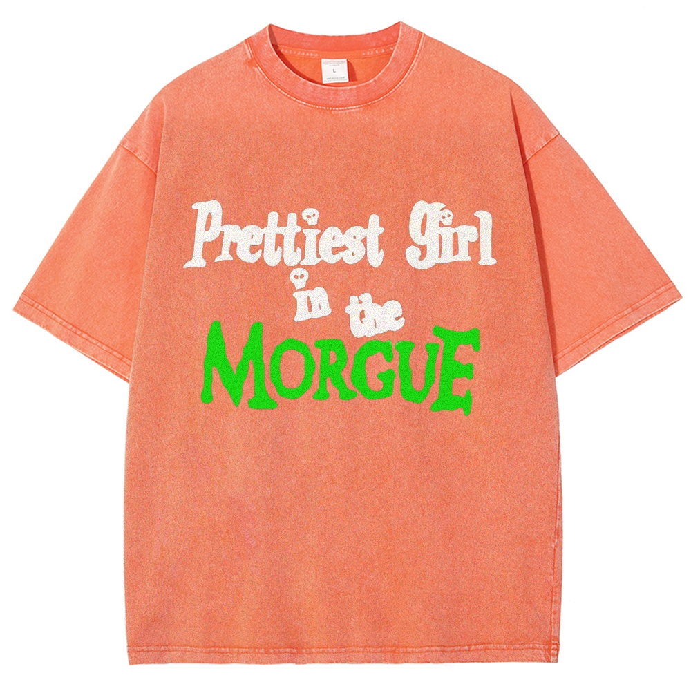 Prettiest Girl in The Morguf Vintage Snowflake Washed T-Shirt