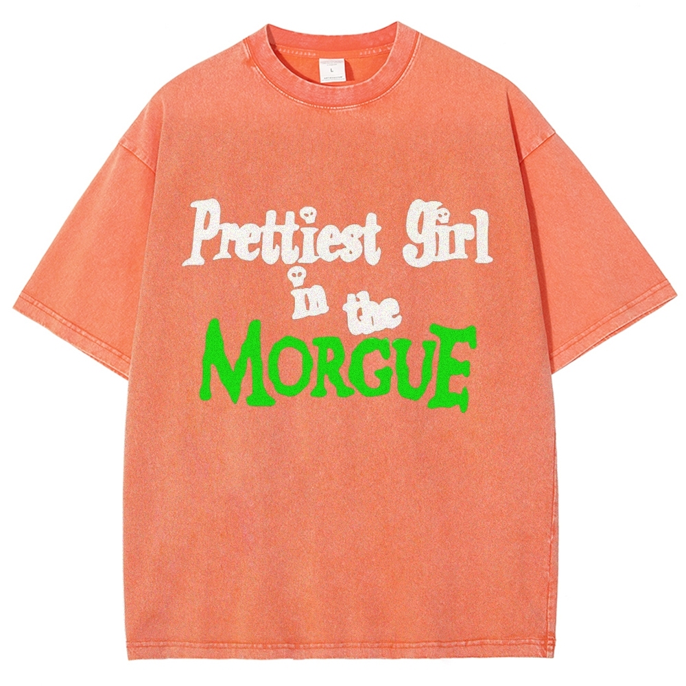 Prettiest Girl in The Morguf Vintage Snowflake Washed T-Shirt
