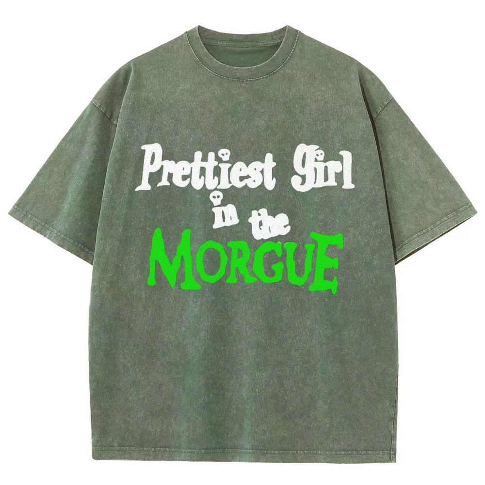 Prettiest Girl in The Morguf Vintage Snowflake Washed T-Shirt