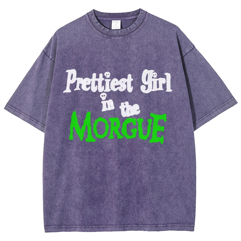 Prettiest Girl in The Morguf Vintage Snowflake Washed T-Shirt