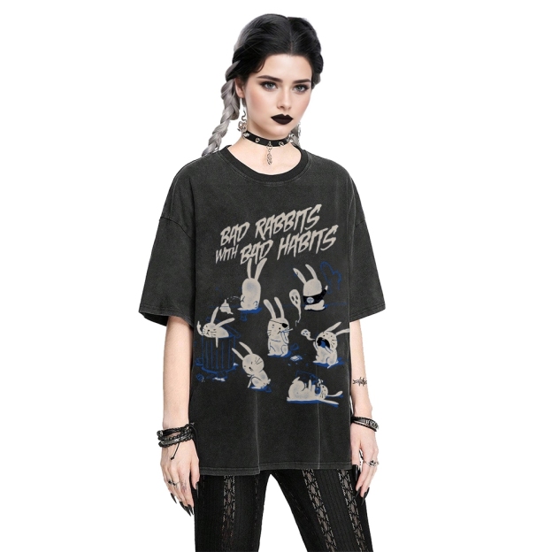 Bad Rabbits Gothic Washed Tee Customscool