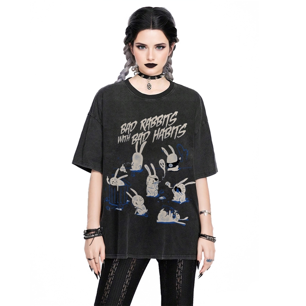 Bad Rabbits Gothic Washed Tee Customscool