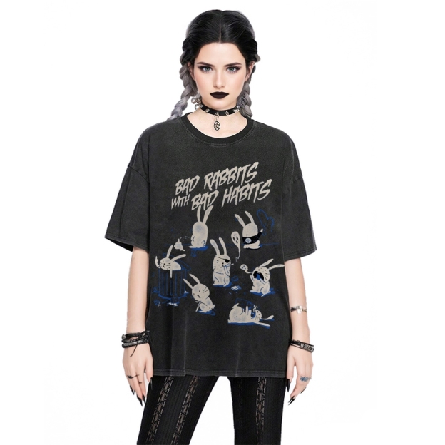 Bad Rabbits Gothic Washed Tee Customscool