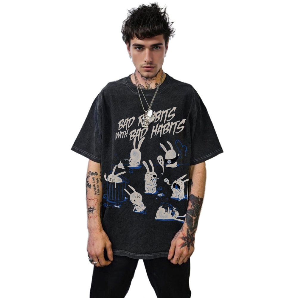Bad Rabbits Gothic Washed Tee Customscool