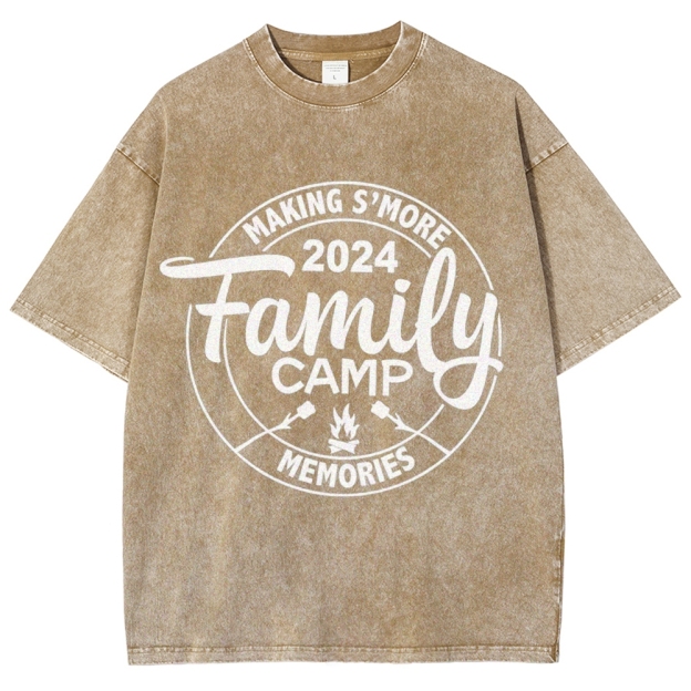 Family Camp Vintage Snowflake Washed T-Shirt