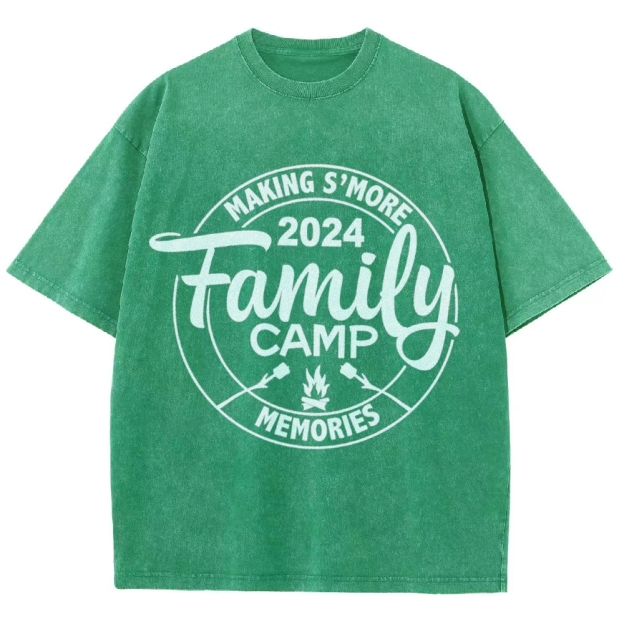 Family Camp Vintage Snowflake Washed T-Shirt