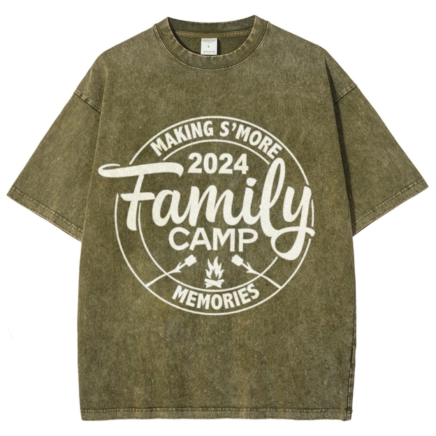 Family Camp Vintage Snowflake Washed T-Shirt