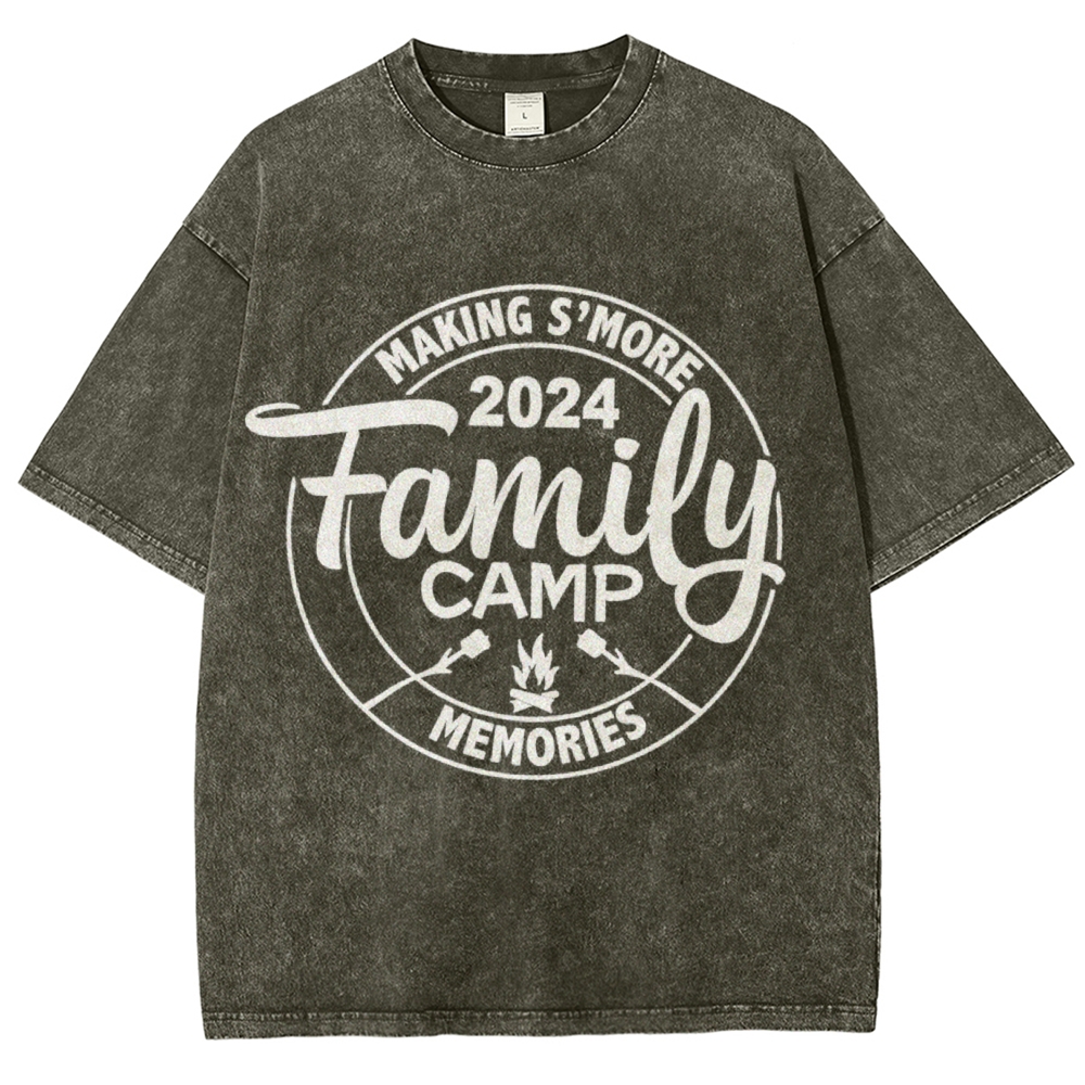 Family Camp Vintage Snowflake Washed T-Shirt