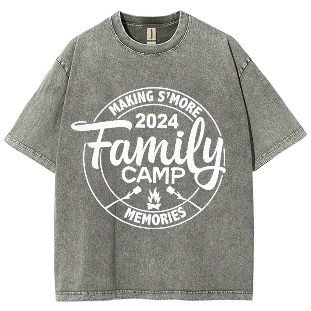 Family Camp Vintage Snowflake Washed T-Shirt