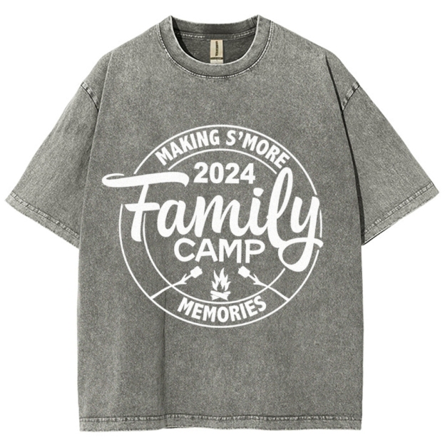Family Camp Vintage Snowflake Washed T-Shirt