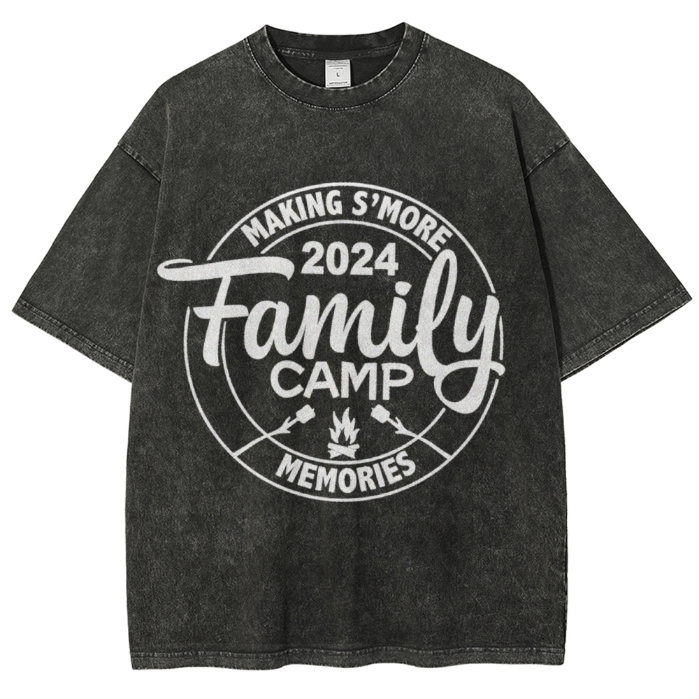 Family Camp Vintage Snowflake Washed T-Shirt