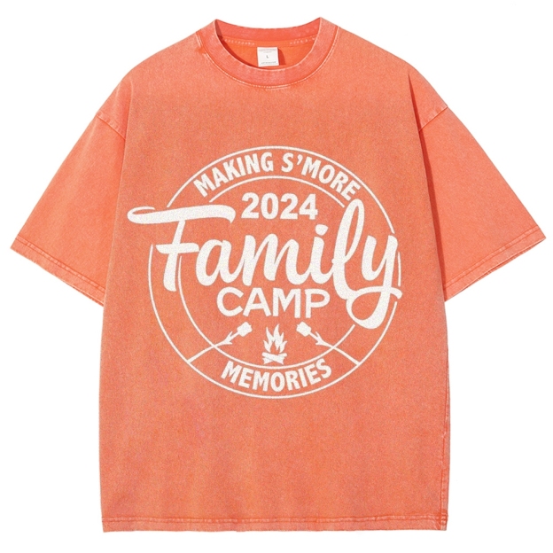 Family Camp Vintage Snowflake Washed T-Shirt