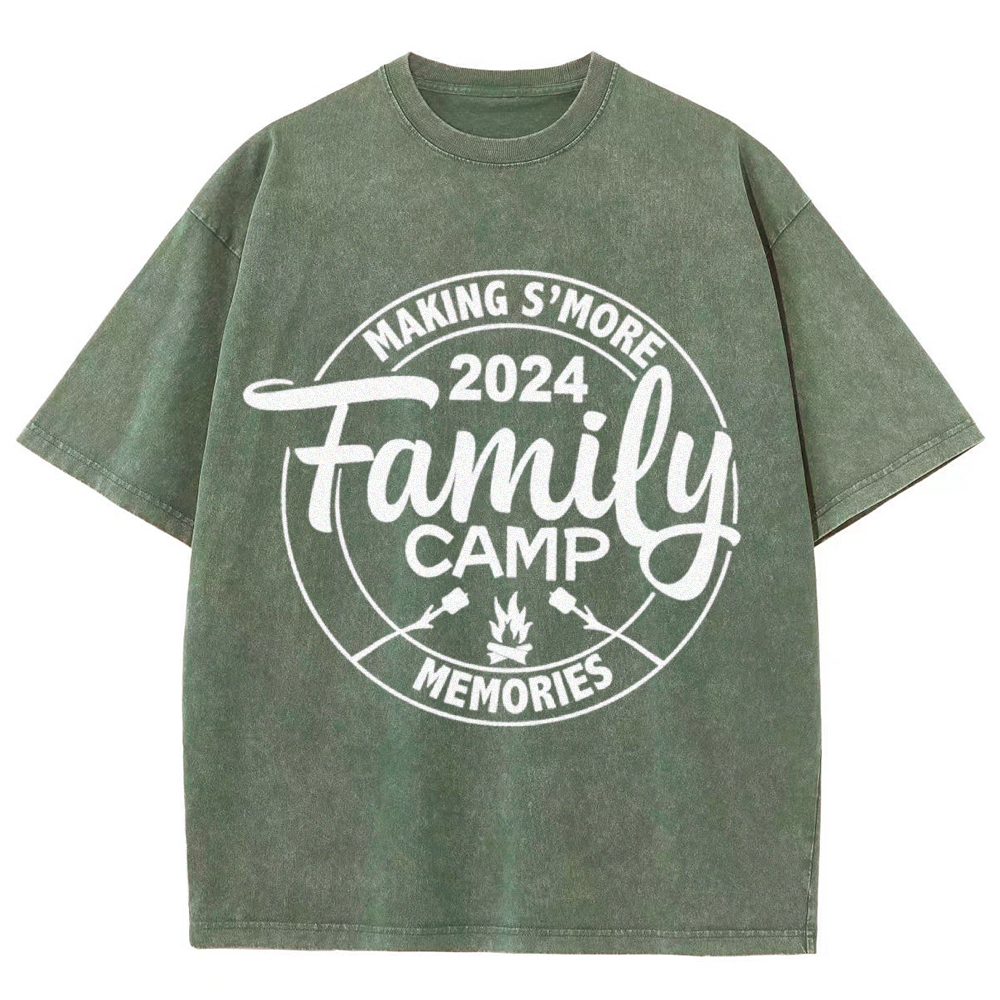 Family Camp Vintage Snowflake Washed T-Shirt