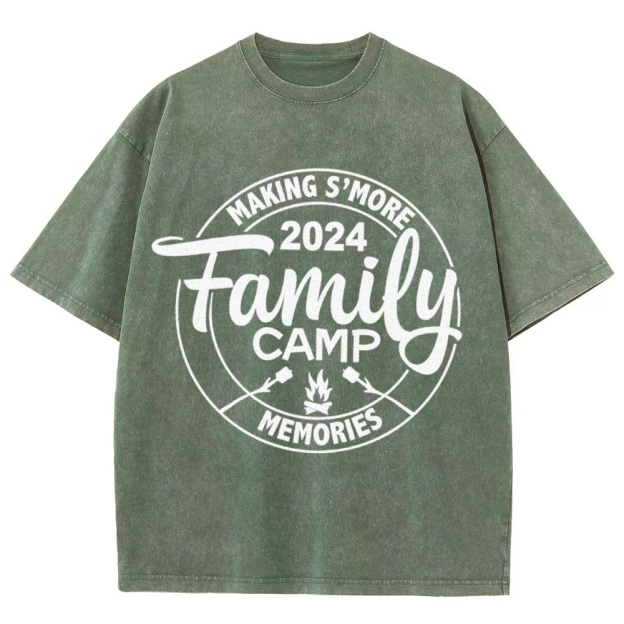 Family Camp Vintage Snowflake Washed T-Shirt