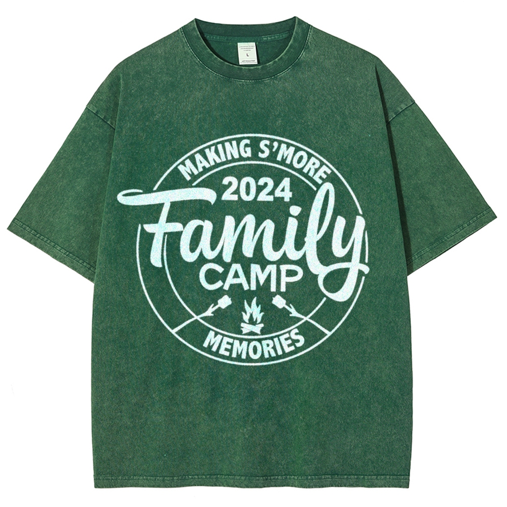 Family Camp Vintage Snowflake Washed T-Shirt