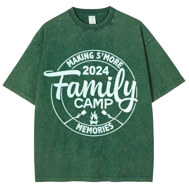 Family Camp Vintage Snowflake Washed T-Shirt