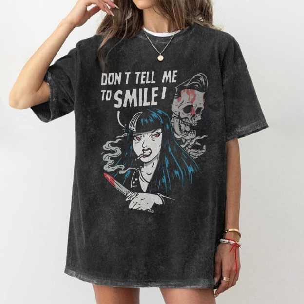 Don T Tell Me To Smile Vintage Snowflake Washed T-Shirt