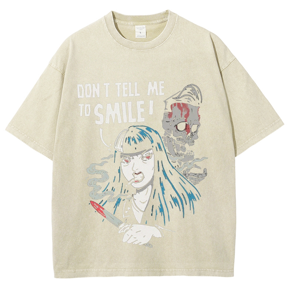 Don T Tell Me To Smile Vintage Snowflake Washed T-Shirt