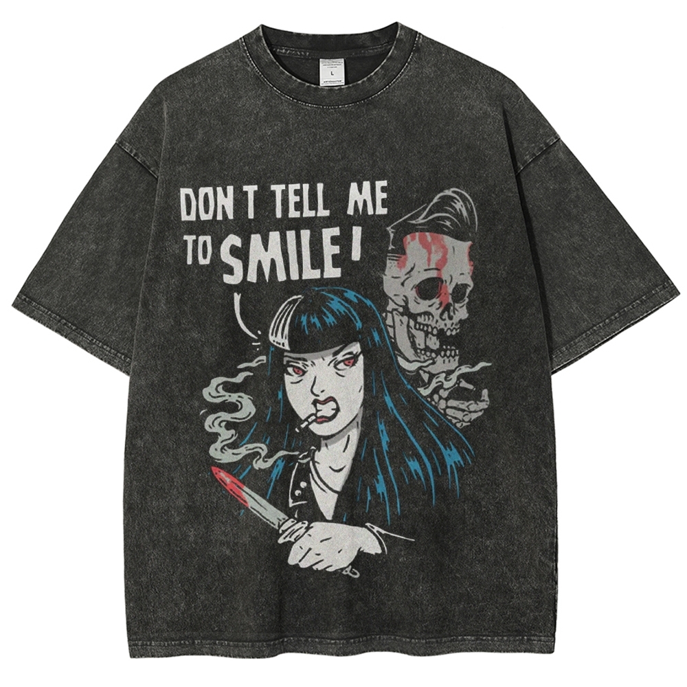 Don T Tell Me To Smile Vintage Snowflake Washed T-Shirt