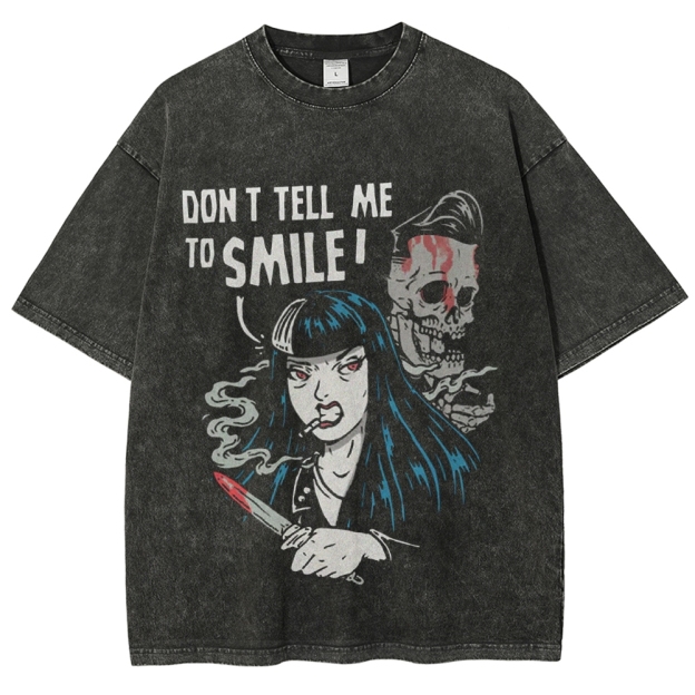 Don T Tell Me To Smile Vintage Snowflake Washed T-Shirt