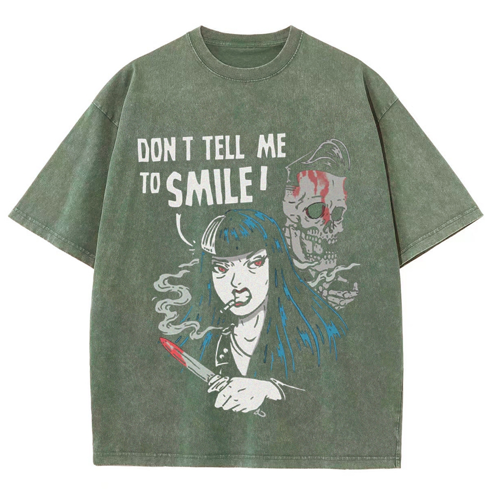 Don T Tell Me To Smile Vintage Snowflake Washed T-Shirt