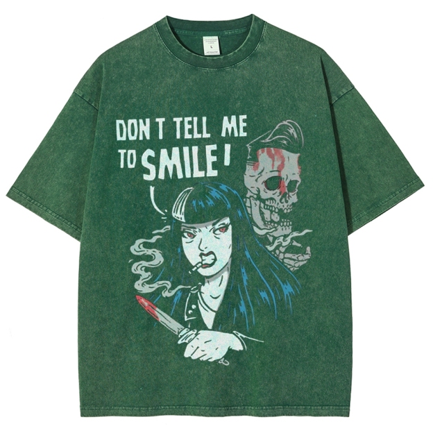 Don T Tell Me To Smile Vintage Snowflake Washed T-Shirt