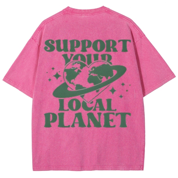Support  Your Local Planet Vintage Snowflake Washed T-Shirt Customscool