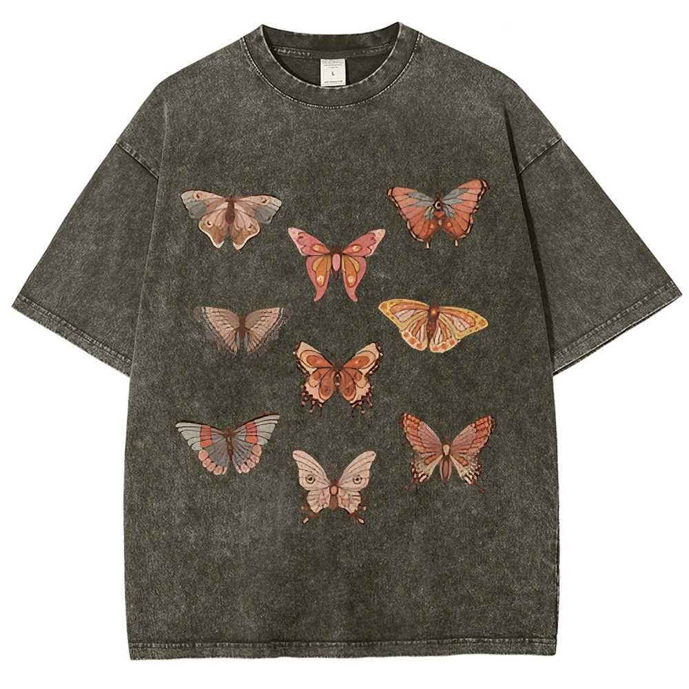 Butterfly Specimen Vintage Snowflake Washed T-Shirt