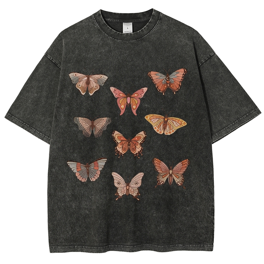 Butterfly Specimen Vintage Snowflake Washed T-Shirt