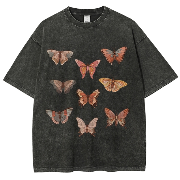 Butterfly Specimen Vintage Snowflake Washed T-Shirt