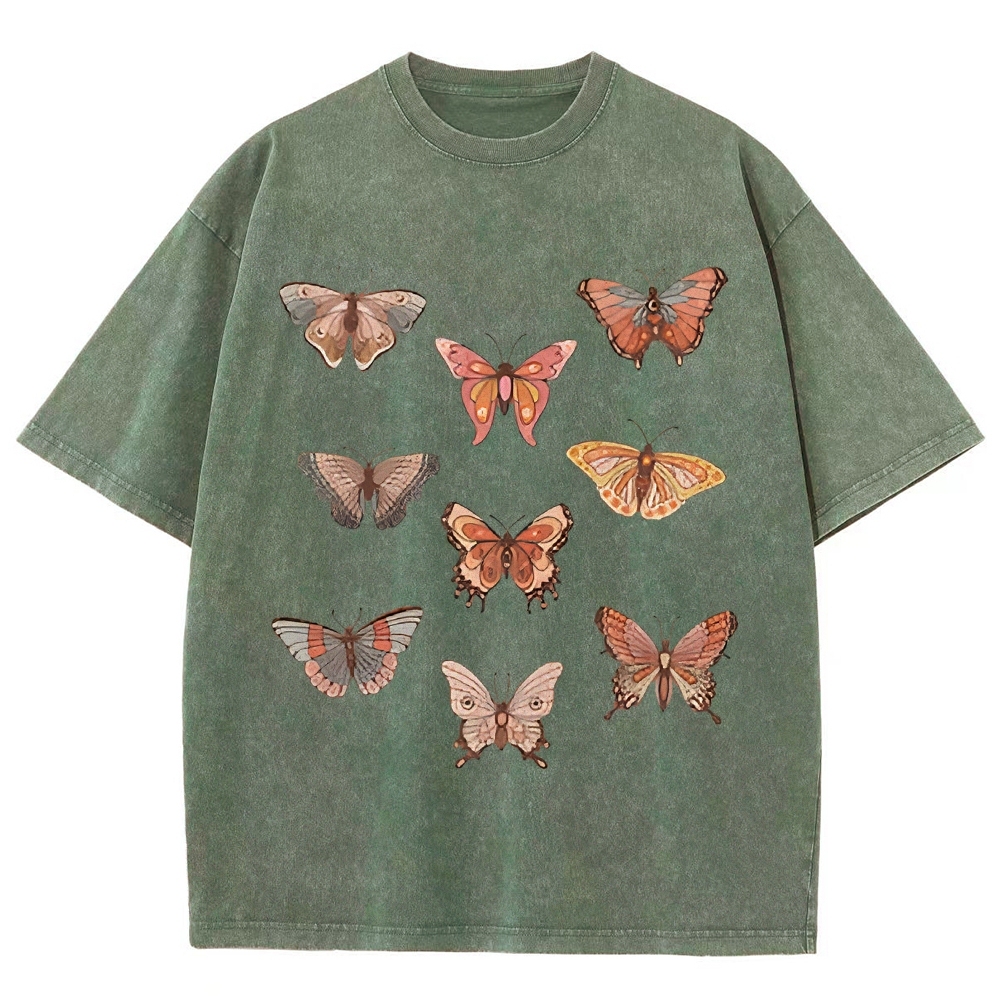 Butterfly Specimen Vintage Snowflake Washed T-Shirt
