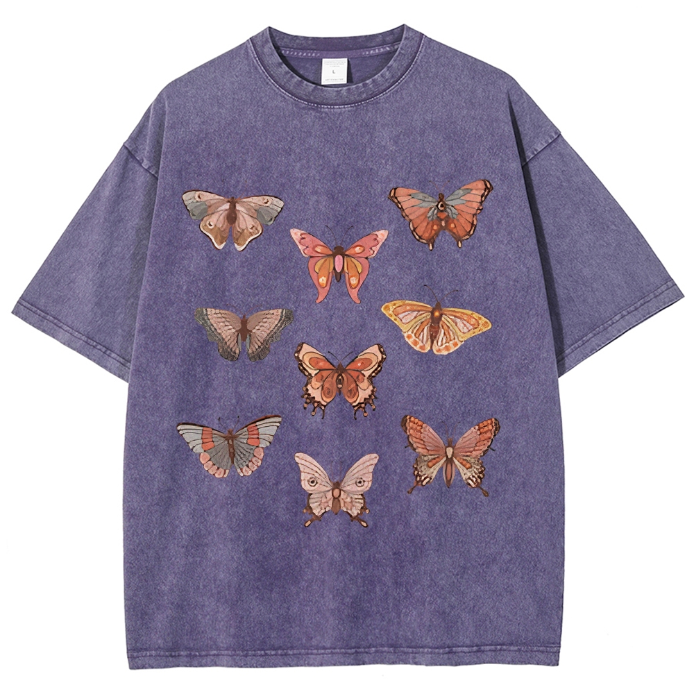 Butterfly Specimen Vintage Snowflake Washed T-Shirt