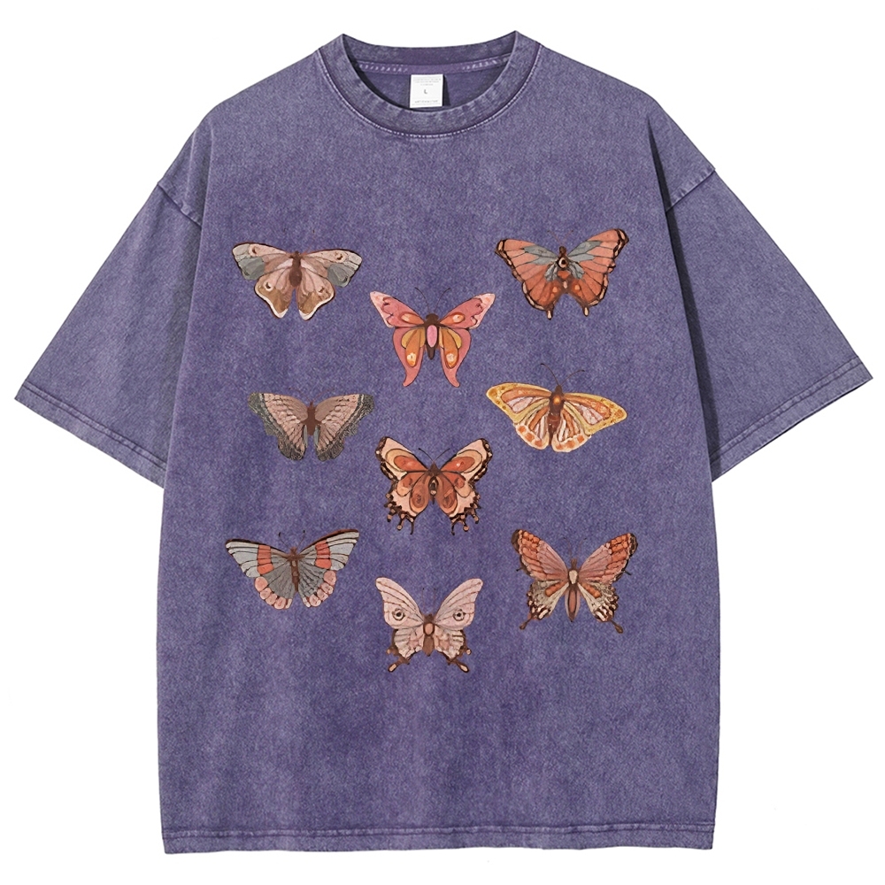Butterfly Specimen Vintage Snowflake Washed T-Shirt