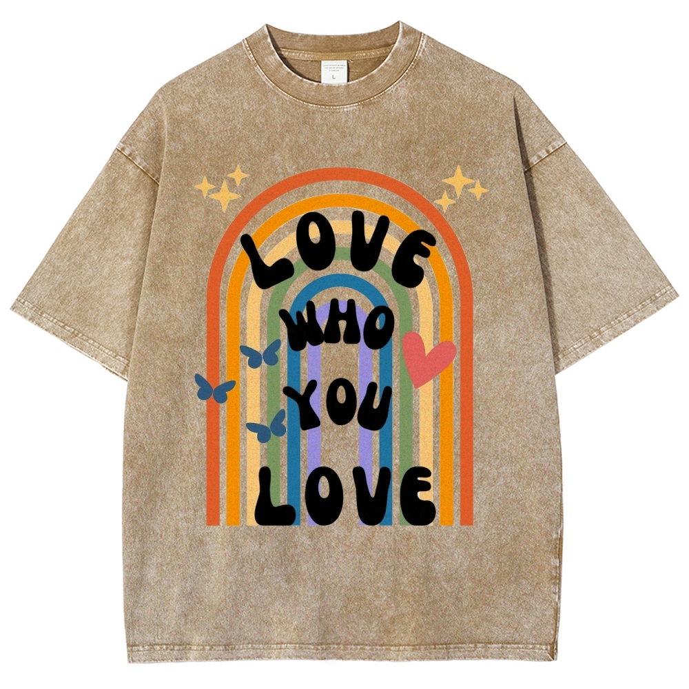 Love Who You Love Vintage Snowflake Washed T-Shirt Customscool