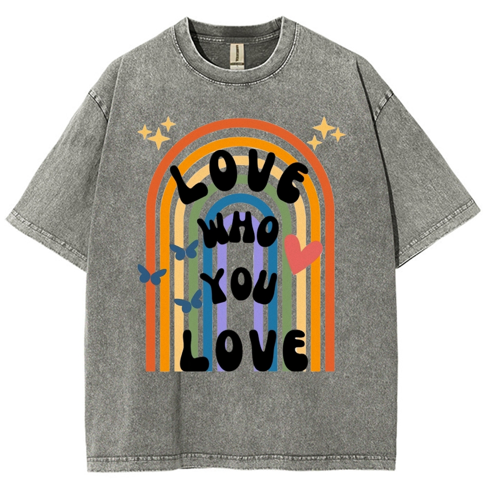 Love Who You Love Vintage Snowflake Washed T-Shirt Customscool