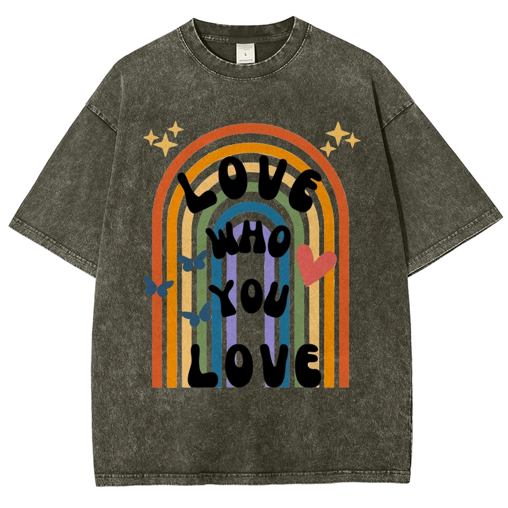 Love Who You Love Vintage Snowflake Washed T-Shirt Customscool